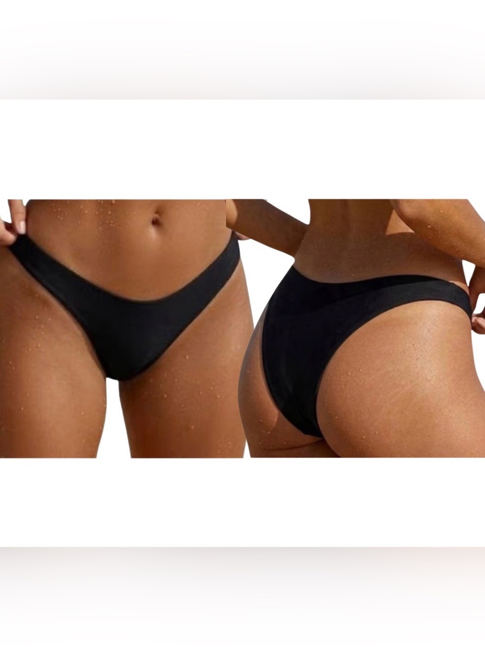 Aqua Eve High Cut Cheeky Bikini Swim Bottoms | Black | Size XXS | NWOT